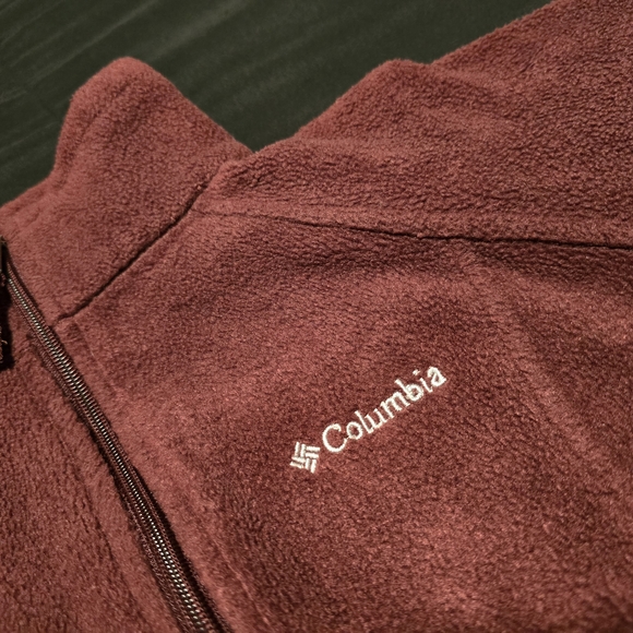 Columbia Womens Fleece Jacket Zip Up Coat Burgundy Size Small - Picture 3 of 8